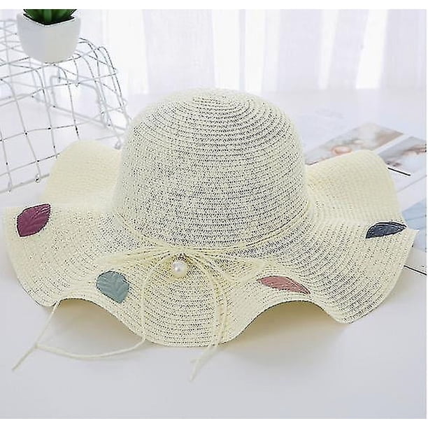 Sombrero de paja de Color sólido de verano para mujer, sombrero de playa de ala ancha grande, sombrero para el sol, protección solar, gorra de Sol de Panamá