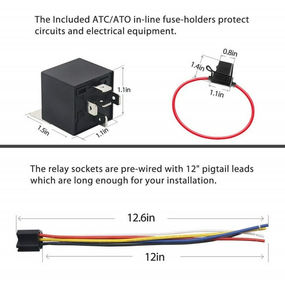 New 12V 40A 5Pin Relay & Socket & Fuse-holders Kit For Car