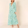thumbnail image 4 of Vestido de gasa de manga larga con estampado floral y cuello en V de otoño para mujer Pompotops  hdfakjf6719, 4 of 9