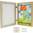 thumbnail image 2 of Kids Art Frame Changeable A4 Child Artwork Picture Frame Front Opening Photo Frame for Crafts Drawing (Wooden), 2 of 8