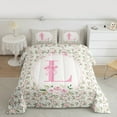 thumbnail image 2 of Castle Fairy Personalized Initial Letter L 3 Pieces Queen Comforter Set for Children Women Men,Floral Rose Bow-Tieultra Soft Bedding Sets,Monogrammed Alphabet Bedding Comforter Set, 2 of 8