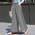thumbnail image 2 of ZQUUVOU Women's Wide Leg Pants Solid Color Comfortable Summer Casual Straight Leg Pants Gray, 2 of 6