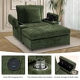 thumbnail image 3 of Aukfa 39" Oversized Chaise with 2 Cupholders&USB Ports, Chenille Cloud Couch Chair Bed, Green, 3 of 10