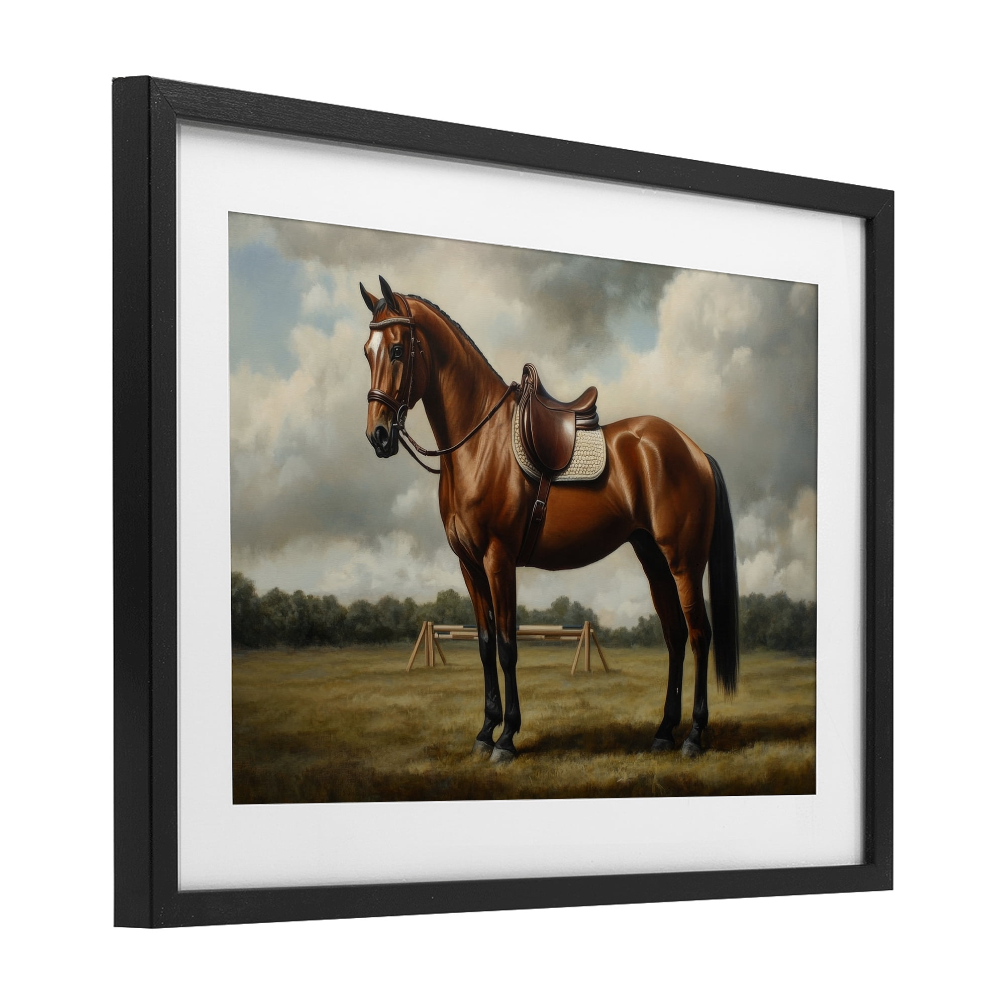 Stupell Industries Red Mare in Pastoral Landscape Black Framed Print Under Glass, design by Petal Prints Design