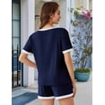 thumbnail image 5 of Colorblock Short-Sleeved Suit Navy Blue M, 5 of 6