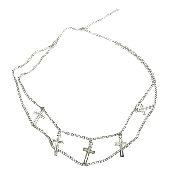 Aellinatey Cross Waist Chain Belt Stomach Chain Layered Waist Chain y2k Cross Belly Chain