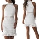 thumbnail image 1 of Vestido sin mangas Bolso Vestido de cadera Blanco Fiesta de damas Vestidos de noche Vestido de costura de encaje Adepaton CJWUS-4906, 1 of 1
