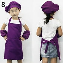 Farfi Kid Children Kitchen Cooking Baking Painting Art Keep Clean Pocket Bib Apron (Purple)