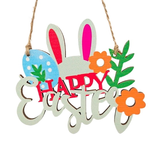 Home Decoration Diy Handmade Easter Party Tag Rabbit Wooden Sign Pendant Hanging TYPE E