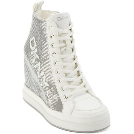 

DKNY Womens Sophie Faux Leather Zipper Casual and Fashion Sneakers