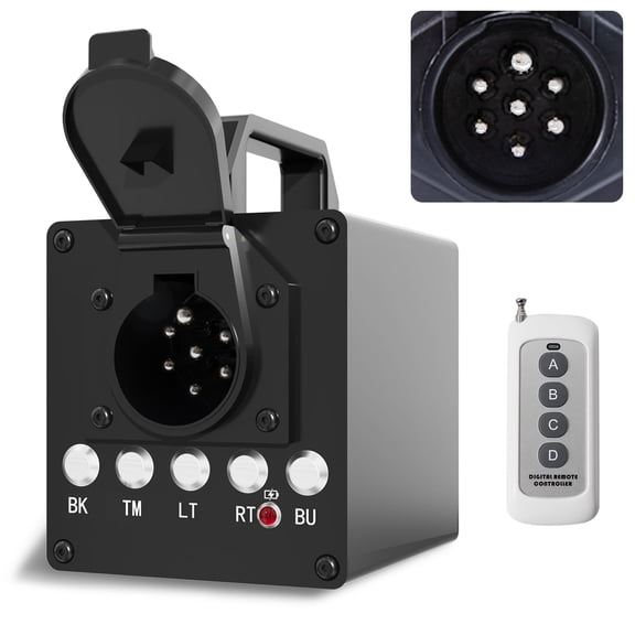 PortableTrailer Light Tester Box, Wireless Remote Control Operation, Suitable for Most Trailers(7-Way Round Pin)