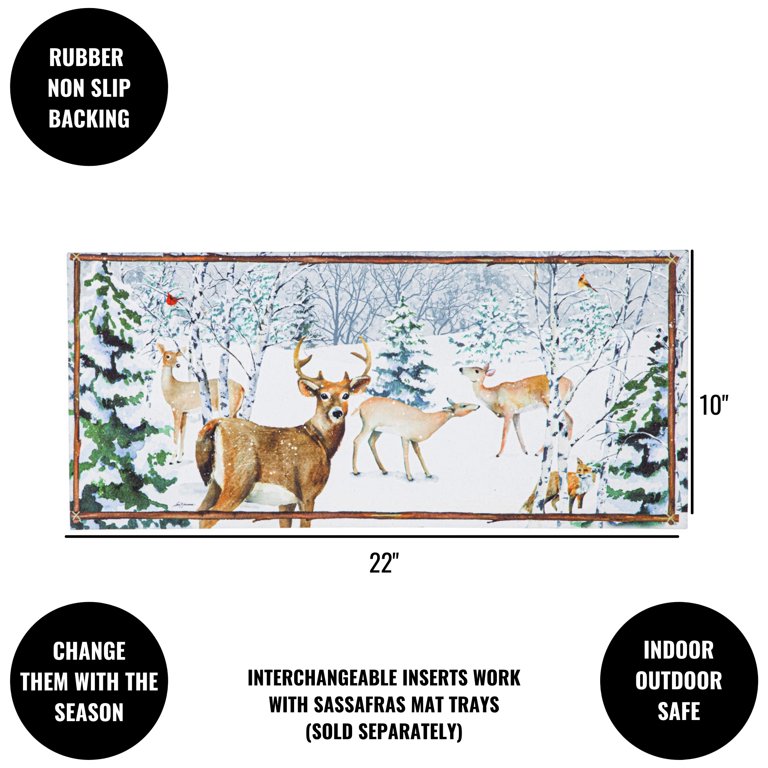 Winter Forest Birch Trees Snow Entrance Doormat Kitchen Mat Carpet