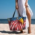 thumbnail image 6 of Balery Eagle Head With American Flag Beach Travel Bag - Water-Resistant, Large Capacity Lightweight Tote with 7 Pockets for Women and Men - Perfect for Beach, Pool, Gym, and Travel, 6 of 7