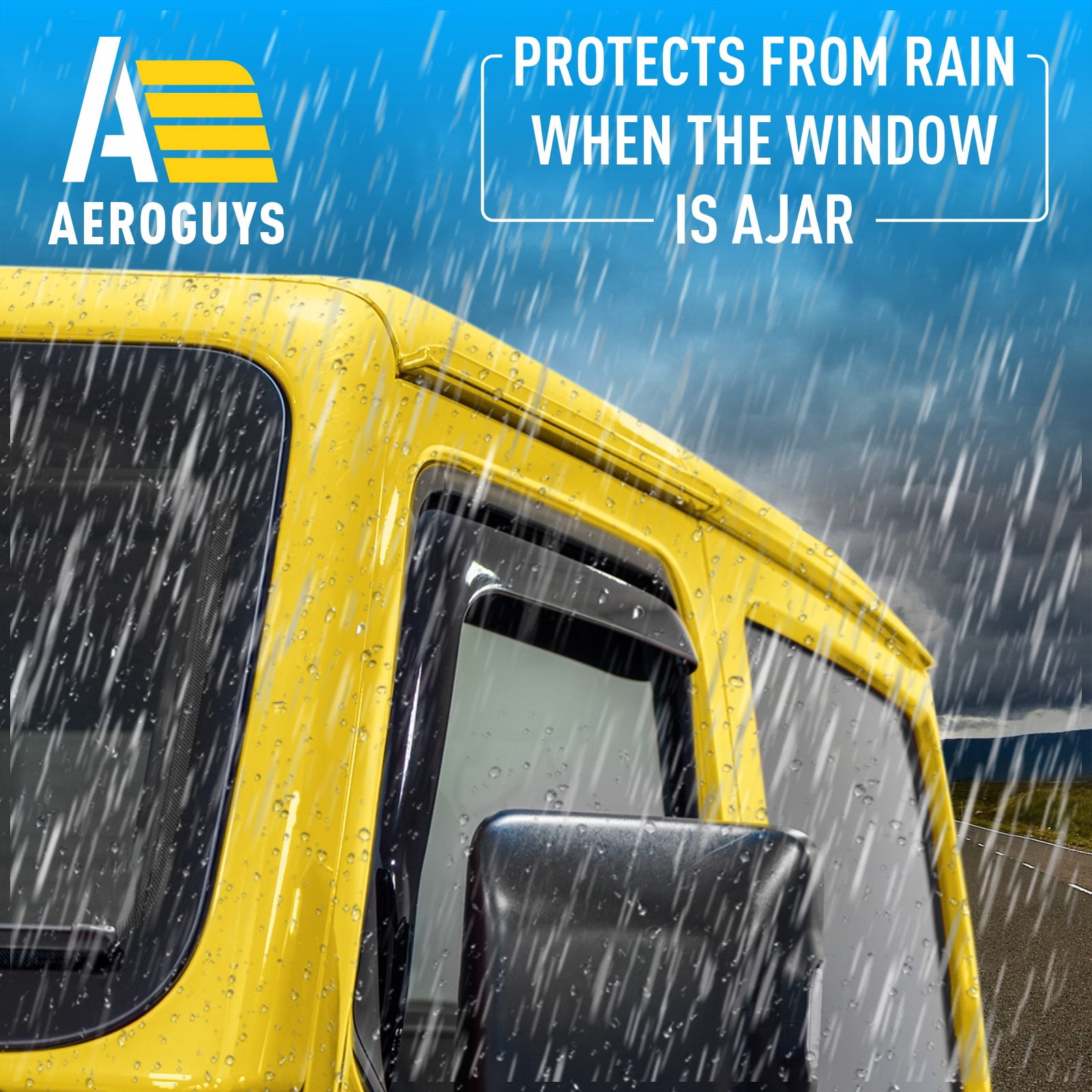 AEROGUYS In-Channel Window Deflectors Extra Durable Window Visors Rain Guards Fit for Jeep Wrangler 2018-2026 JL/Jeep Gladiator 2020-2026, Sun Visors, Wind Vent Visors, Truck Accessories- 2pcs AG0136