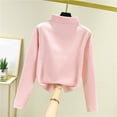 thumbnail image 2 of WTOBBY Women's Warm Fleece Base Shirt with Seamless Design, Thick Inner Layer for Insulation, Half High Neck Long Sleeve Top, Perfect for Cold Weather and Layering,Pink M, 2 of 4
