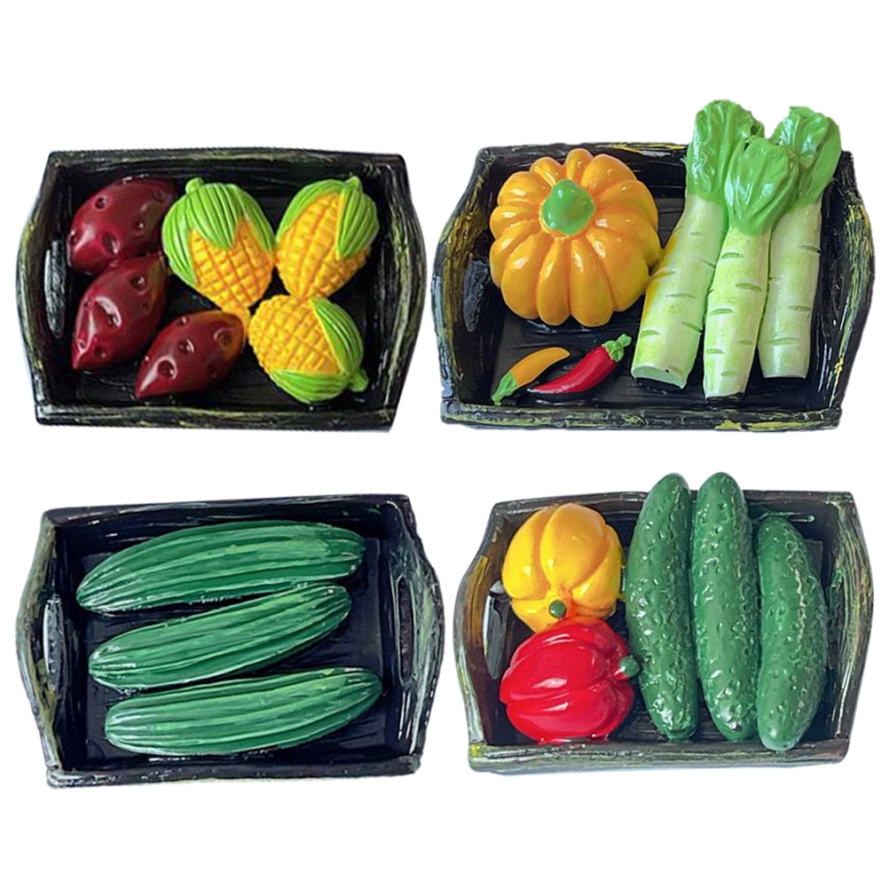 4 Pcs Maison de Poupée Panier à Légumes Miniature Modèle de Panier à Légumes Miniature Style Mixte