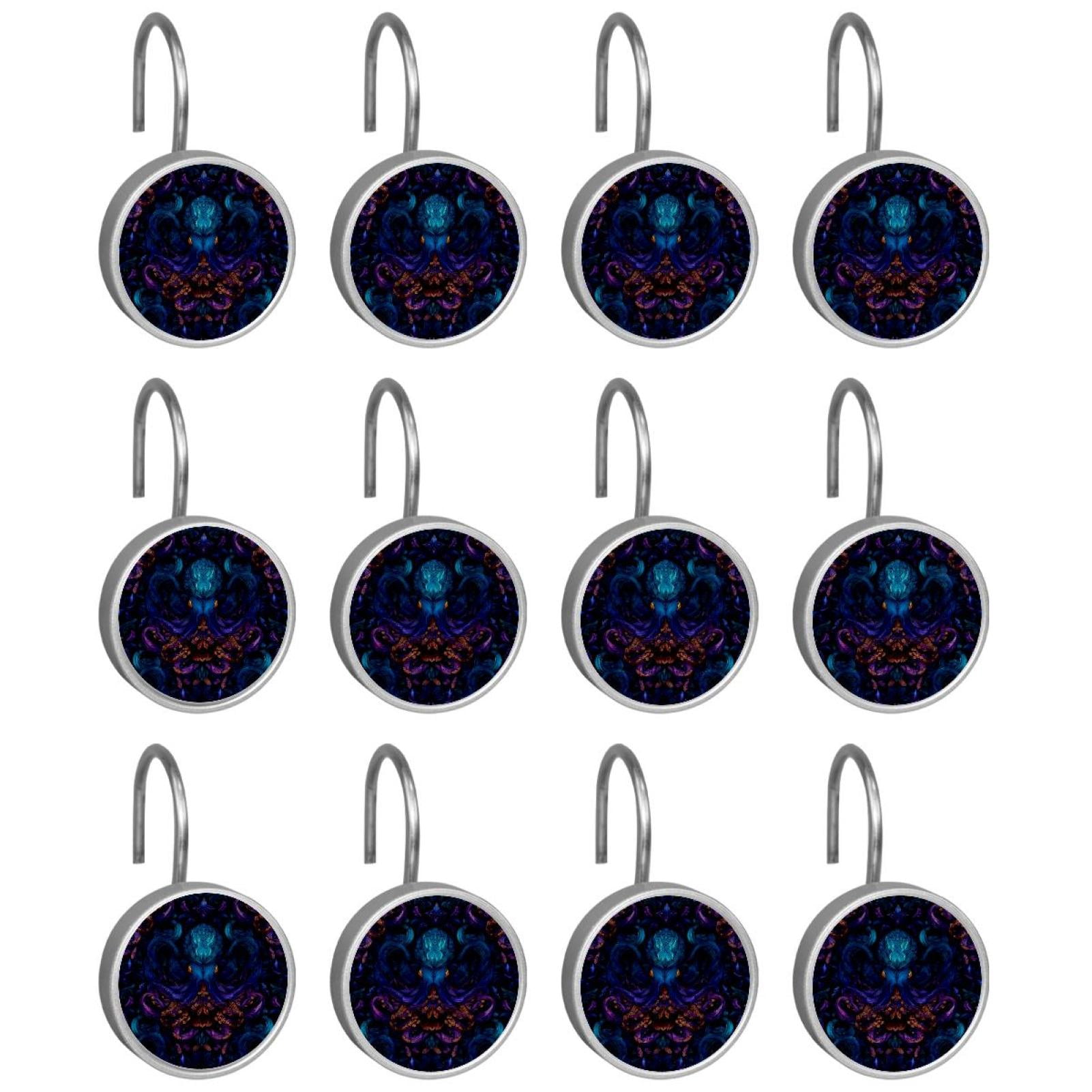 12pcs Decorative Shower Curtain Hooks, Rust Resistant Shower Rings for Bathroom Living Room,Rustproof Stainless Steel Rings for Shower Curtain and Liner Rods,Octopus Fancy