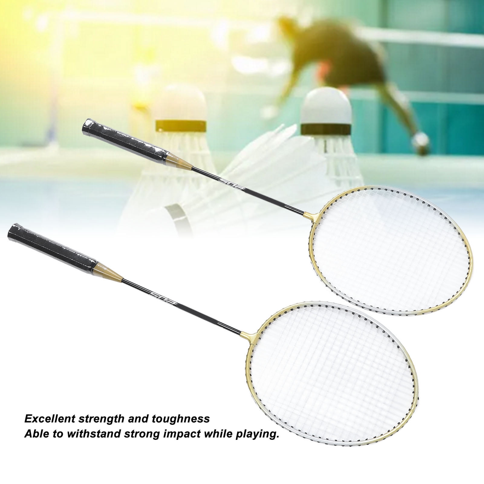 BIMZUC Alloy Badminton Rackets Set of 2 Adults Teenager Lightweight Racquets with Bag