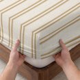 thumbnail image 3 of King Size Fitted Sheet Set - Brown Stripes 3 Piece Bedding Sets 16" Deep Pocket Fitted Sheet with 2 Pillowcases, Farmhouse Vintage Lines Rustic Geometric Brushed Microfiber Hotel Luxury Bed Sheets, 3 of 9