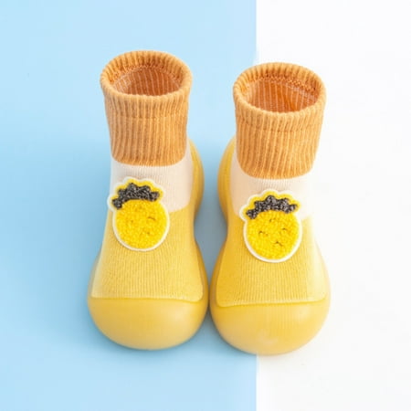 

TOWED22 Toddler Sock Shoes Boys Girls Fruit Pattern Socks Shoes Toddler WarmThe Floor Socks Non Slip Prewalker Orange