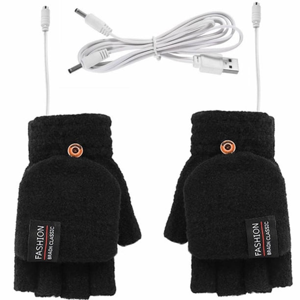 cámping Guantes eléctricos con calefacción USB manoplas ajustables de 2 lados para ciclismo esquí negro JShteea El nuevo