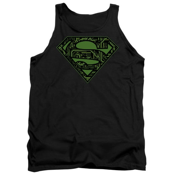 Superman Circuits Shield Adult Tank Top Black