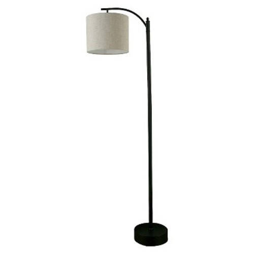 Black Downbridge Floor Lamp with Gray Shade Threshold