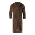 thumbnail image 4 of JTieacloth Men's Nightshirts Male Winter Coral Velvet Bathrobe Facecloth Pajamas Fluffy Ultra Comfortable Zipper Hooded Padded Thickened Longer Winter Bathrobe Brown, 4 of 5
