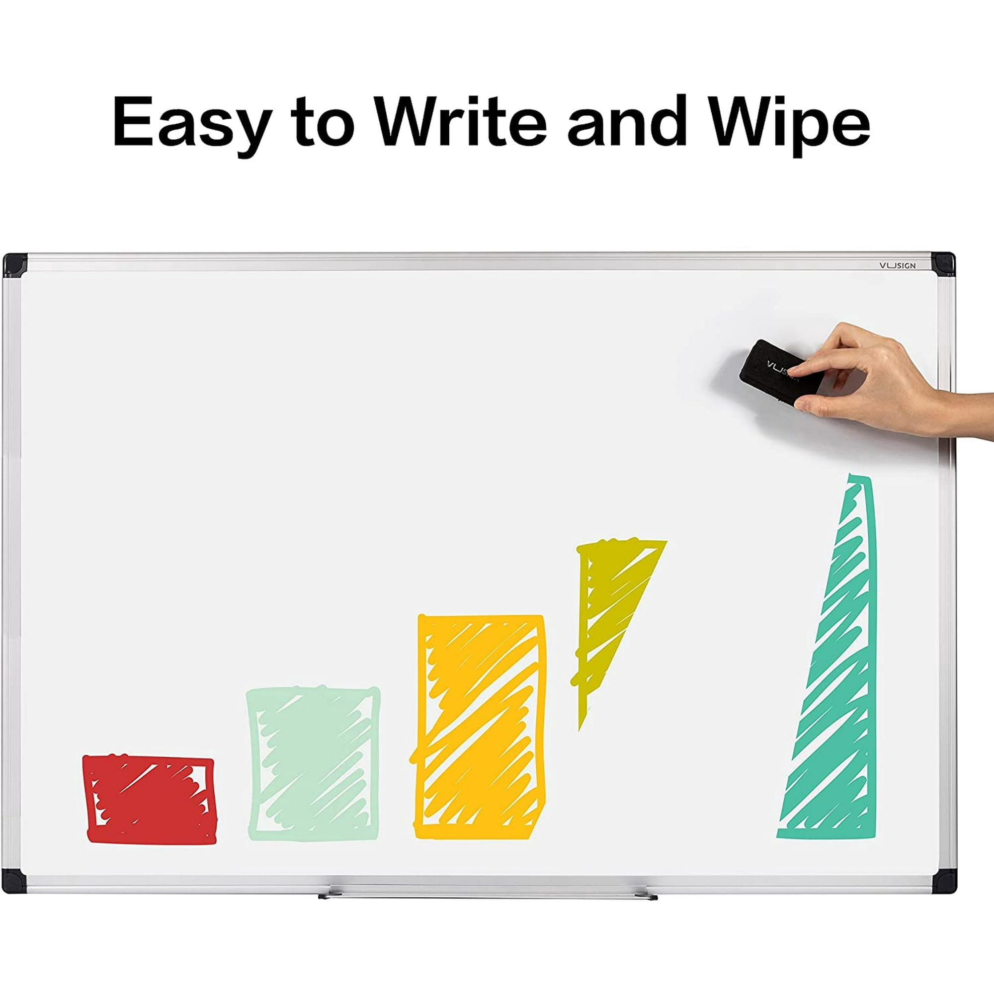VUSIGN 36” x 24” Magnetic Whiteboard with Aluminum Frame for Office & Home