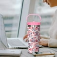thumbnail image 6 of 30 oz Pink Cow Tumbler with Handle and Flip Straw, Stainless Steel Insulated Cup with Lid and Straw,Travel Coffee Mug Water Bottle,Christmas Birthday Mothers Day Gifts for Women Animal Lovers, 6 of 6