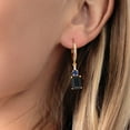 thumbnail image 3 of Gem Stone King 18K Yellow Gold Plated Silver Black Onyx Blue Created Sapphire and White Topaz Dangle Earrings for Women (4.92 Cttw, Gemstone December Birthstone, Octagon 9X7MM), 3 of 4