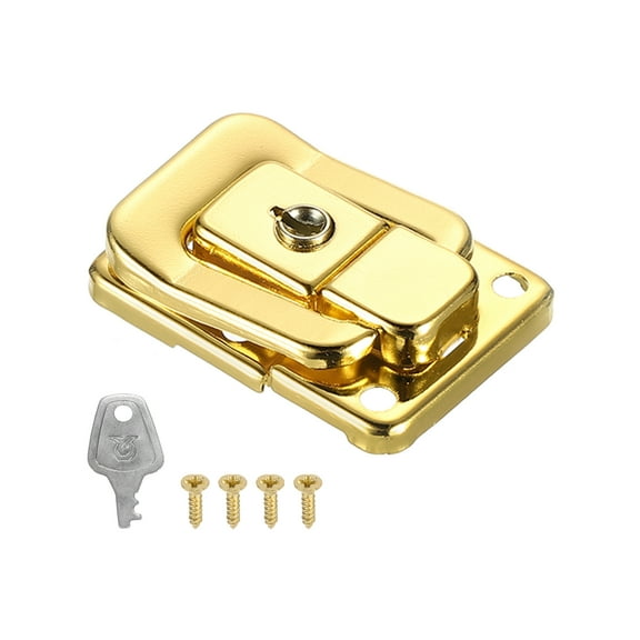 Uxcell 1.6"x1.10" Iron Suitcase Lock Hasp Toggle Catch Latch with Key/Screw, Gold 1Pcs