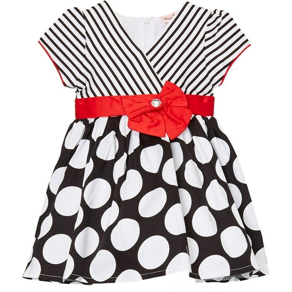 Wenchoice Girl's Black & White Polka Dot Flower Dress M(3T-4T)