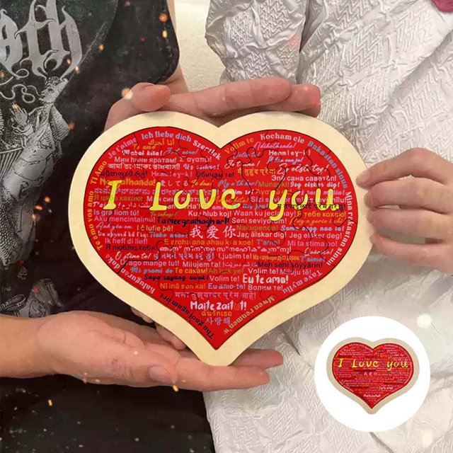 Hot6sl Ofertas Del Día Rompecabezas En Corazon | Di Te Amo En 100 Idiomas, Accesorios para Juegos de Recogida de Bodas, Rompecabezas, Compulsiones, Suministros para Bodas para El Novio