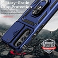 thumbnail image 4 of for Samsung Galaxy A34 5G Case with Slide Camera Cover HD Screen Protector [ Grade 16ft. Drop Tested] Ring Holder Kickstand Protective Phone Case for Samsung Galaxy A34 5G, Navy Blue, 4 of 16