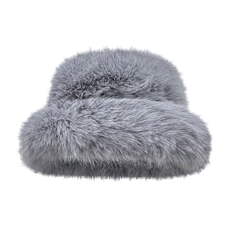 Furry Unisex Faux Fur Vegan Mongolian Bucket Beanie Hat New NEW Mongolian Fluffy Furry Black Faux Fur Luxury Ear  main image 4