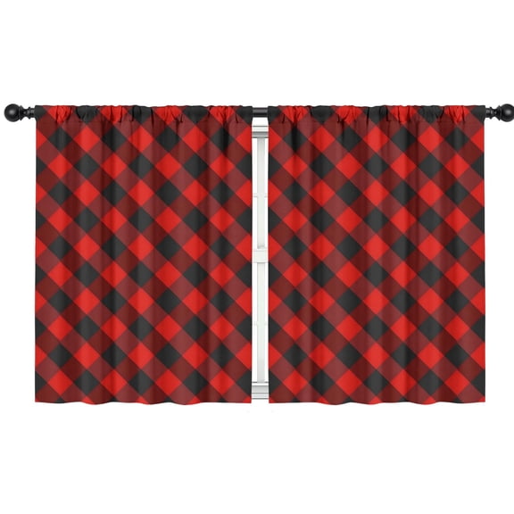 Blackout Kids Curtains,Red Black Checkerboard Checkered Pattern Childrens Insulated Curtains Set Of 2,Bedroom Essentials,Toddler Room Decor 42"x54"
