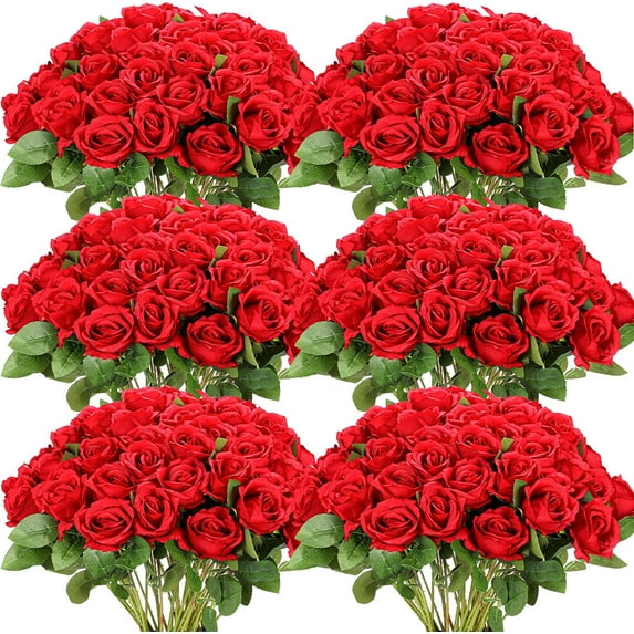 50 Pcs Artificial Rose Flower Realistic Silk Roses with Stem Bouquet of Flowers Plastic Flowers Real Looking Fake Roses for Home Wedding Centerpieces Party Decorations (White)
