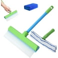 thumbnail image 1 of Aquaswipe Kit de Raclette de Fenêtre en Silicone Recyclable, Raclette de Nettoyage de Fenêtre Multifonctionnelle 3 en 1, Raclette en Caoutchouc Rotative et Récurant en Microfibre pour Douche, Verre, Miroir, Porte de Voiture (Vert), 1 of 7