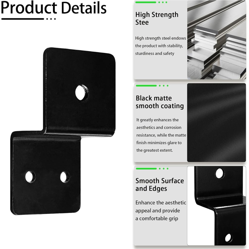 Z Shape Angles Brackets For Furniture Assembly Easy Installation Strong Steel Black Finish Modern Decors for Home