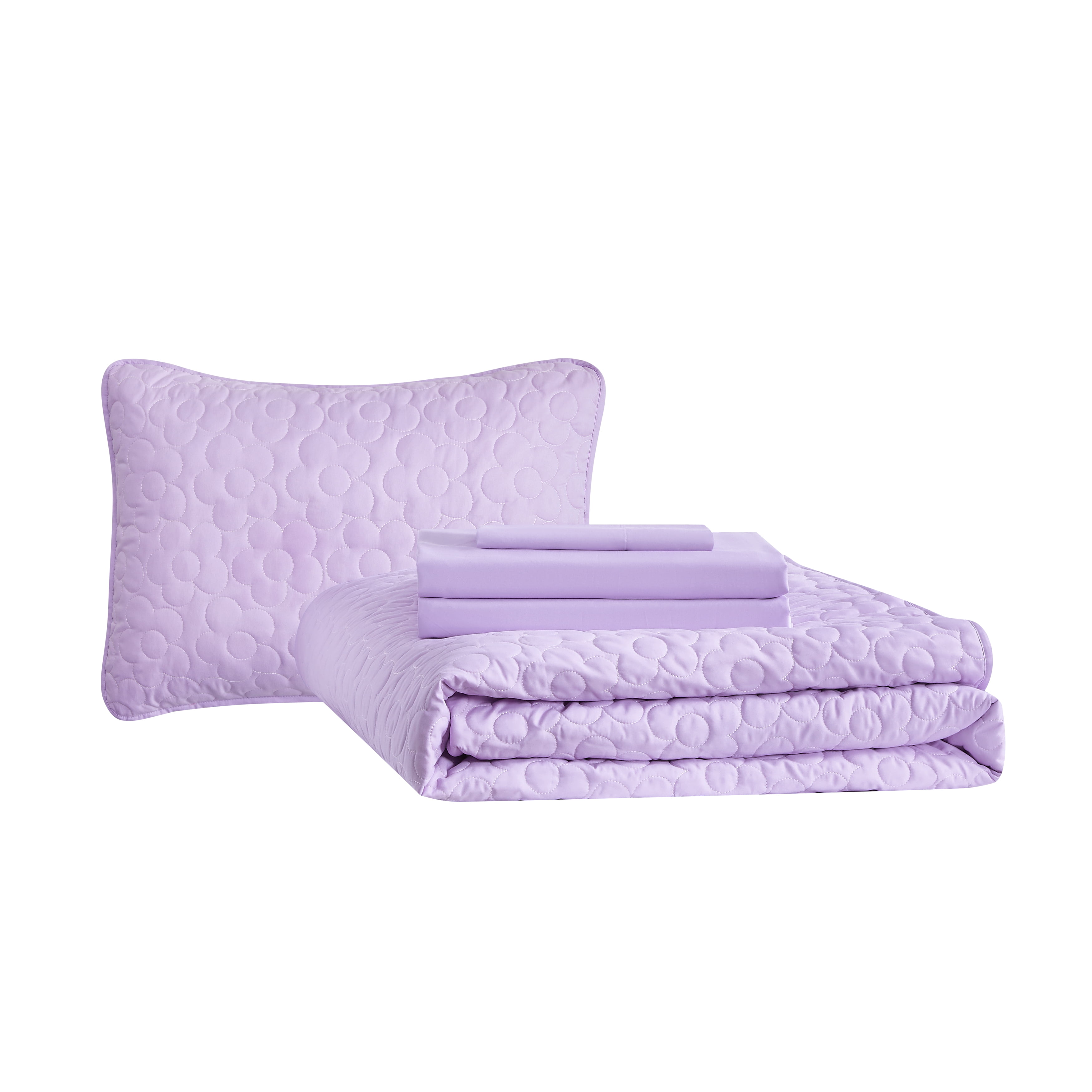 Your Zone Quilt Set with Sheets Flowers Polyester Basic Weave Quilts, Twin - Reversible