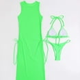 thumbnail image 6 of Brilliant Ladies Fashion Solid Color Lacing Split Bikini Sexy Women's Swimsuit Mesh Smock Suit Summer 2024(Green,XL), 6 of 9