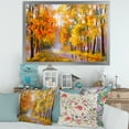 thumbnail image 3 of Designart 'Forest Full Of Fallen Leaves In Autumn Along River' Lake House Framed Art Print, 3 of 4