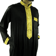 thumbnail image 2 of Hijaz Premium Arabian Thobe Black Vietnamese Cotton Kaftan With Gold Accents-M, 2 of 5