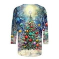 thumbnail image 5 of yoeyez Christmas 3/4 Sleeve Shirts for Women Christmas Snowman Print Top Cute Santa Print T Shirt Round Neck Holiday Shirt Tops Women Sweaters Multicolor XL, 5 of 5