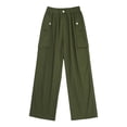 thumbnail image 4 of ranrann Girls Cargo Pants Casual Elastic Waist Loose Baggy Trousers Jazz Hip Hop Dancewear Green 16, 4 of 6
