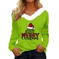thumbnail image 2 of Women's Christmas Long Sleeve V-Neck T-Shirt Floral Pattern Polyester Blend Junior Fall Polyester Blend Junior Fall Winter Tee FN24749, 2 of 10