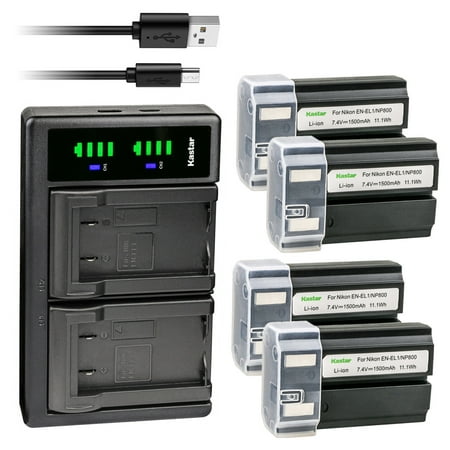 Kastar 4-Pack EN-EL1 / NP-800 Battery and LTD2 USB Charger Replacement for Nikon Coolpix 880 Coolpix 995 Coolpix E880 Konica Minota DG-5W DIGITAL Dimage A200 Digital Camera