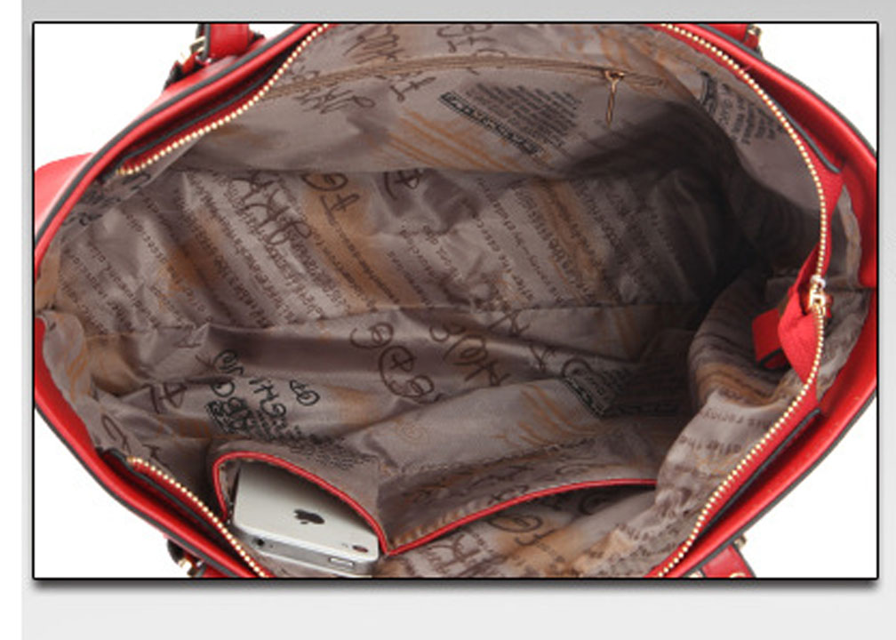 Zzfab 3 pcs Tote Bag Set Big Purse-Red