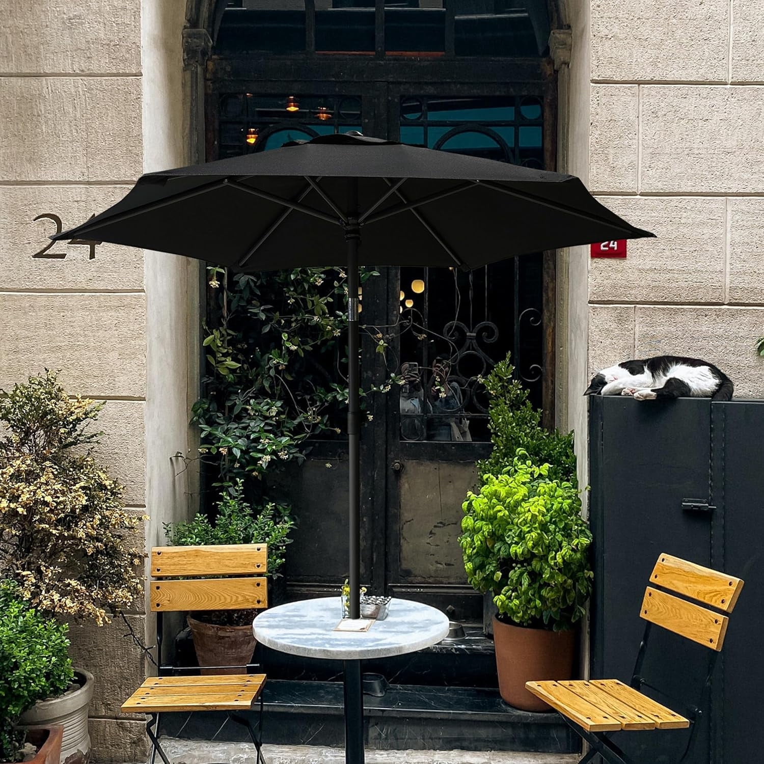 6ft Patio Umbrella Outdoor Table Umbrellas with Push Button Tilt, UPF50+ Premium Steel Pole and Ribs for Deck, Lawn, Garden, Backyard & Pool